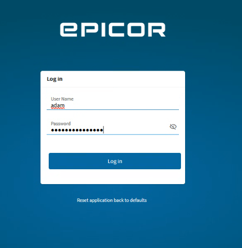 Example Epicor sign-in screen