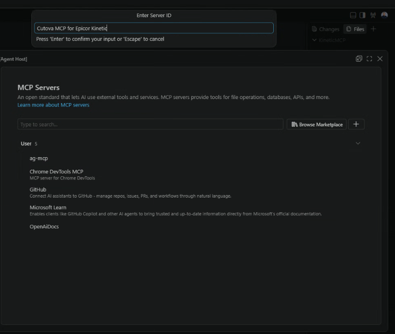 Enter Server ID prompt with a Cutova name