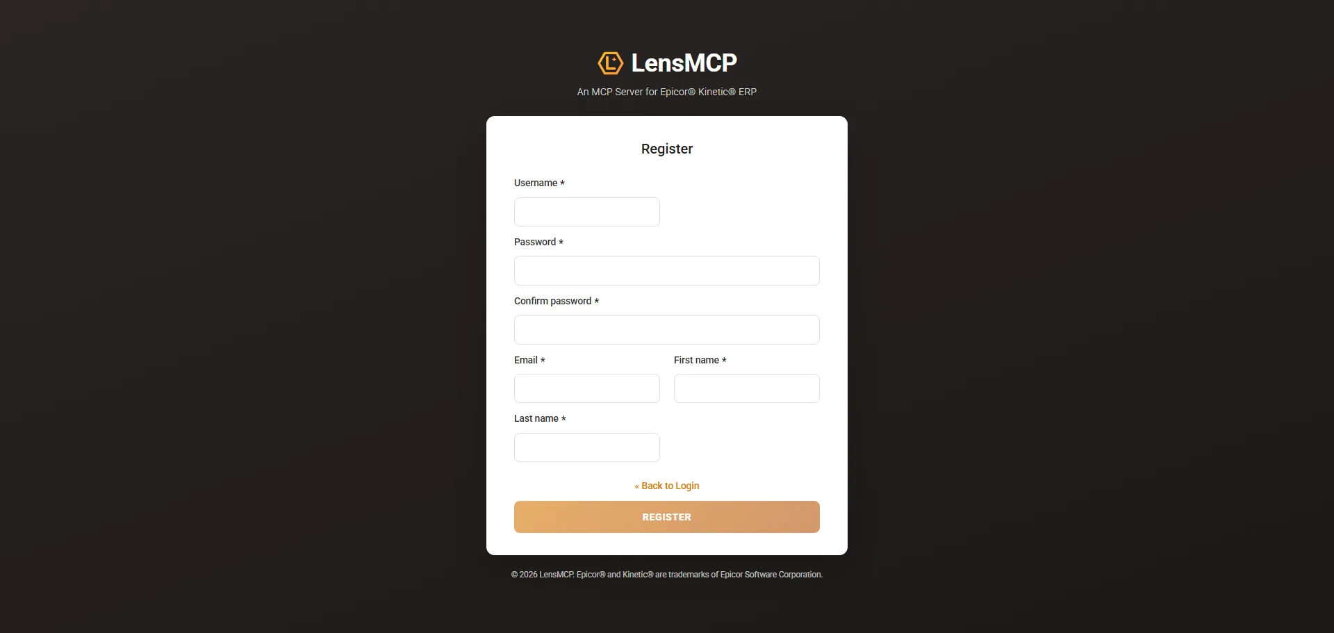 The Cutova registration form